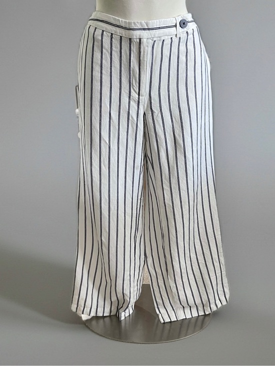 J. Jill Pants - J. Jill White Wide-Leg Pants with Black Pinstripes